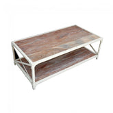 Angle Industrial French Style Metal Coffee Table White 120x60cm